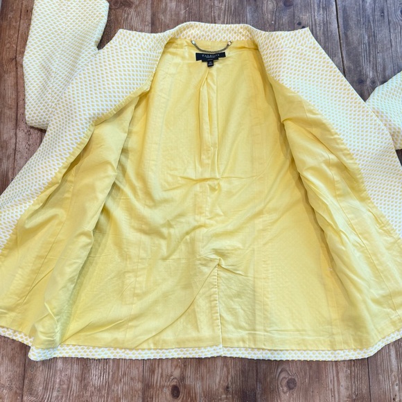Talbots‎ 2-Piece Set Cotton Stretch Yellow Dot Jacquard Blazer & Skirt Sz 12 EUC - Picture 9 of 15